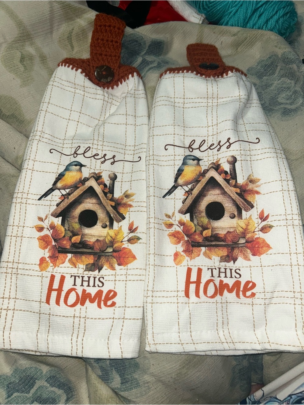 Fall Birdhouse Bless This Home Hanging Towel